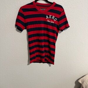 Aeropostale Red and Navy Striped Tee